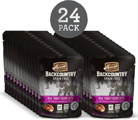Backcountry Grain-Free Morsels in Gravy Real Turkey Recipe Cuts Cat Food Pouches, 3-oz, case of 24