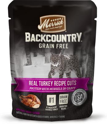 Backcountry Grain-Free Real Chicken & Trout Recipe Cuts Morsels in Gravy Cat Food Pouches, 3-oz, case of 24