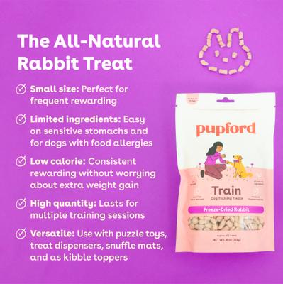 Train Rabbit Natural Freeze-Dried Dog Treats, 2-oz bag