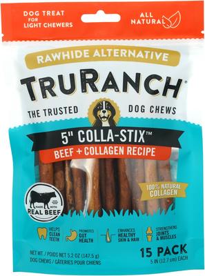 Bundle: TruRanch Chicken Collagen Sticks Hard Chew Treats, 5-in, 15 count + Beef Collagen Sticks Hard Chew Treats, 5-in, 15 count + Peanut Butter Collagen Sticks Hard Chew Dog Treats, 5-in, 15 count