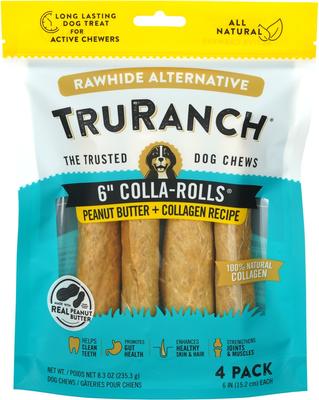 Bundle: TruRanch Chicken Collagen Roll Hard Chew Treats, 6-in, 4 count + Beef Collagen Roll Hard Chew Treats, 6-in, 4 count + Peanut Butter Collagen Roll Hard Chew Dog Treats, 6-in, 4 count