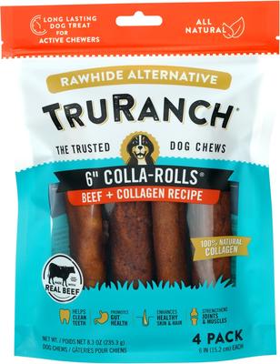 Bundle: TruRanch Chicken Collagen Roll Hard Chew Treats, 6-in, 4 count + Beef Collagen Roll Hard Chew Treats, 6-in, 4 count + Peanut Butter Collagen Roll Hard Chew Dog Treats, 6-in, 4 count