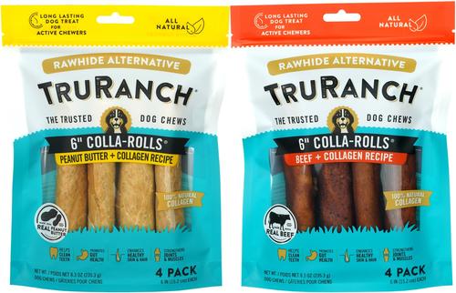 Bundle: TruRanch Chicken Collagen Roll Hard Chew Treats, 6-in, 4 count + Beef Collagen Roll Hard Chew Treats, 6-in, 4 count + Peanut Butter Collagen Roll Hard Chew Dog Treats, 6-in, 4 count