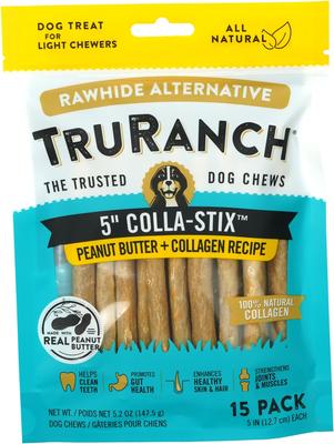 Bundle: TruRanch Chicken Collagen Sticks Hard Chew Treats, 5-in, 15 count + Beef Collagen Sticks Hard Chew Treats, 5-in, 15 count + Peanut Butter Collagen Sticks Hard Chew Dog Treats, 5-in, 15 count