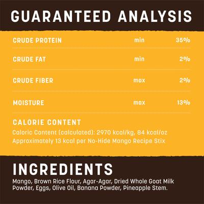 No-Hide Stix Long Lasting Natural Rawhide Alternative Mango Vegetarian Recipe Chew Dog & Cat Treat Sticks, 20 count