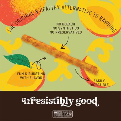 No-Hide Stix Long Lasting Natural Rawhide Alternative Mango Vegetarian Recipe Chew Dog & Cat Treat Sticks, 20 count