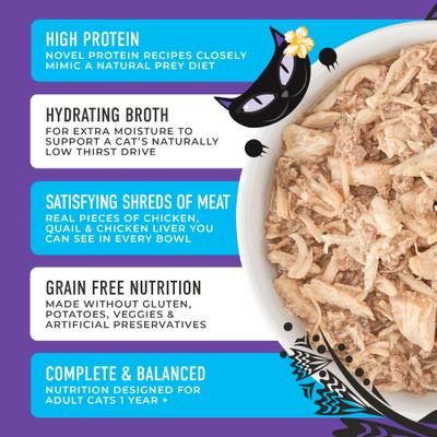 After Dark Chicken, Chicken Liver & Quail Grain-Free Shredded Wet Cat Food, 3-oz can, case of 12