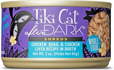 After Dark Chicken, Chicken Liver & Quail Grain-Free Shredded Wet Cat Food, 3-oz can, case of 12
