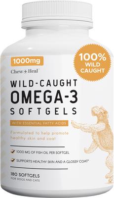 Wild-Caught Omega Skin + Coat Softgels Made with Wild-Caught Fish Oil Supplement for Dogs & Cats, 360 count