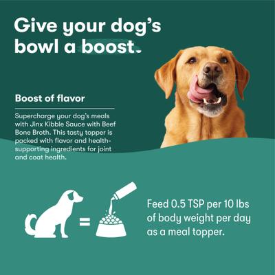 Bundle: Jinx Kibble Sauce Beef Bone Broth Wet Dog Food Topper, 12-fl oz bottle + Chicken Bone Broth Wet Dog Food Topper, 12-fl oz bottle