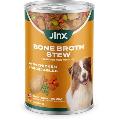 Alimento húmedo para perros sin cereales, estofado de caldo de huesos con salmón y verduras, lata de 13 oz, caja de 12