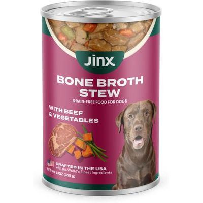 Alimento húmedo para perros sin cereales, estofado de caldo de huesos con salmón y verduras, lata de 13 oz, caja de 12