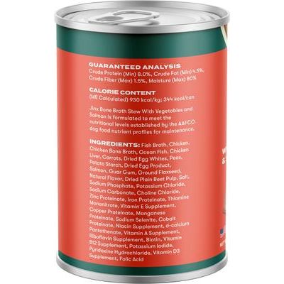 Alimento húmedo para perros sin cereales, estofado de caldo de huesos con salmón y verduras, lata de 13 oz, caja de 12