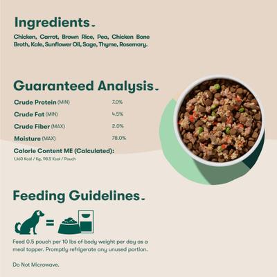 Homemades Chicken Pate Wet Dog Food Meal Topper, 3-oz pouch, case of 8