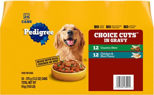 Bundle: Pedigree Big Dogs Adult Complete Nutrition Large Breed Roasted Chicken Flavor Dry Dog Food + Choice Cuts In Gravy Country Stew & Chicken & Rice Flavor Canned Wet Food Variety Pack