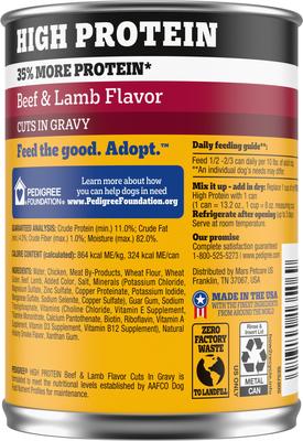 High Protein Beef & Lamb Flavor in Gravy Canned Wet Dog Food, 13.2-oz can, case of 12