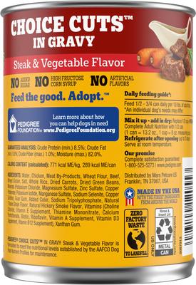 Choice Cuts in Gravy Steak & Vegetable Flavor Adult Canned Wet Dog Food, 13.2-oz can, bundle of 24