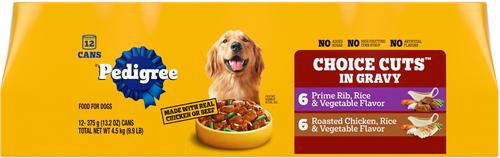 Bundle: Pedigree Adult Complete Nutrition Chicken Flavor Dry Dog Food + Homestyle Meals Prime Rib, Rice & Vegetable Flavor in Gravy & Roasted Chicken, Rice & Vegetable Flavor in Gravy Canned Soft Wet Food Variety Pack