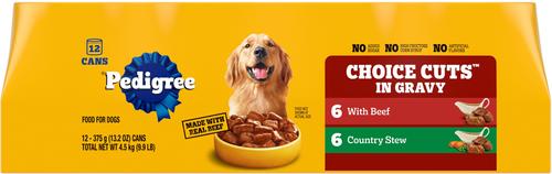 Paquete: Alimento seco Pedigree Complete Nutrition con sabor a pollo asado, arroz y vegetales + Paquete variado de alimento húmedo enlatado para perros con cortes selectos en salsa de res y estofado campestre