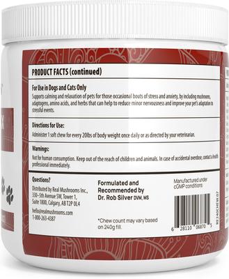 Mushroom Relax Soft Chew Calming Supplement for Dogs & Cats, 60 count