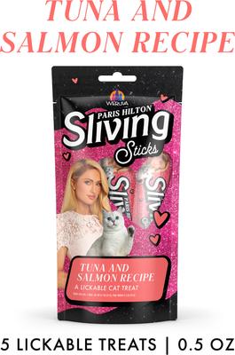 Sliving Sticks Tuna & Salmon Cat Lickable Treats, 0.5-oz sachet, 5 count