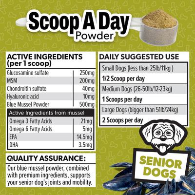 Scoop-A-Day Mobility, Muscle & Joint Support Powder Supplement for Senior Dogs, 4.2-oz bottle