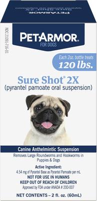 Sure Shot 2X Dewormer for Hookworms & Roundworms for Dogs, 2-fl oz bottle
