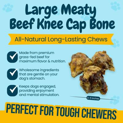 Meaty Beef Knee Cap Bones Dog Chew Treats, Large, 3 count