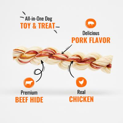 Triple Flavor Twist Ropes Pork, Beef & Chicken Dog Treat Chews, Large, 3 count