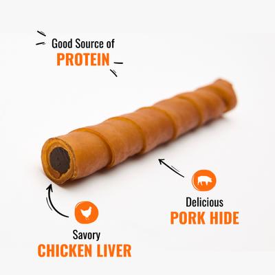 Stuffed Twists with Chicken Liver & Pork Dog Treat Chew, 6 count