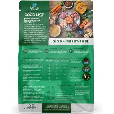 Alimento para perros adultos secado al aire con suavidad, receta de caldo de pollo y hueso The Good List, bolsa de 16 oz