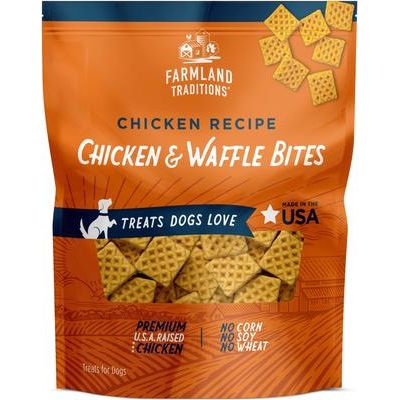 Bocados de pollo y waffle, premios para perros con cecina, bolsa de 6 oz