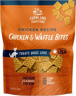 Bocados de pollo y waffle, premios para perros con cecina, bolsa de 6 oz