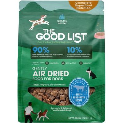 Alimento para perros adultos secado al aire con suavidad, receta de caldo de res y huesos The Good List, bolsa de 2.2 lb
