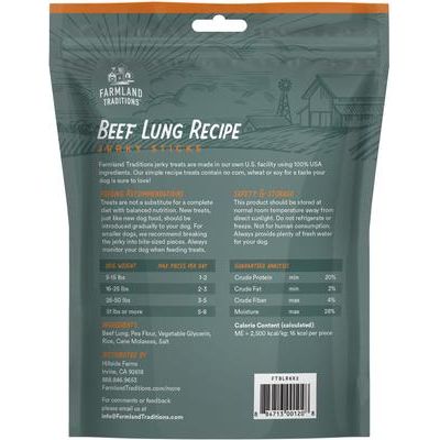 Premios para perros con carne seca y sabor a pulmones de res, bolsa de 8.2 oz