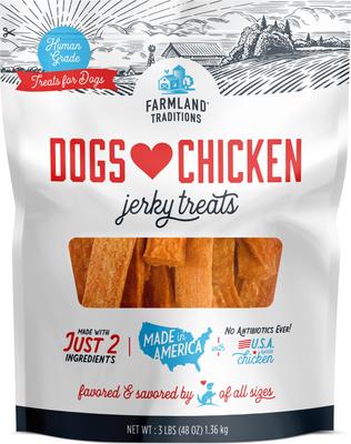 Dogs Love Chicken Human-Grade Jerky Dog Treats, 3-lb bag