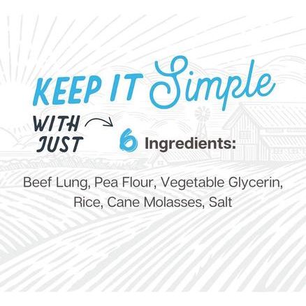 Premios para perros con carne seca y sabor a pulmones de res, bolsa de 8.2 oz