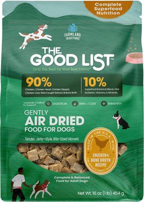 The Good List Chicken & Bone Broth Recipe Adult Gently Air-Dried Dog Food, 16-oz bag