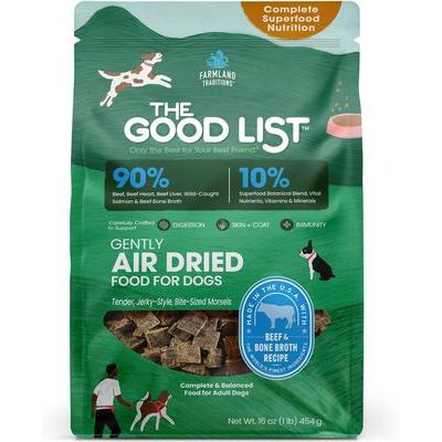 Alimento para perros adultos secado al aire con suavidad, receta de caldo de pollo y hueso The Good List, bolsa de 16 oz