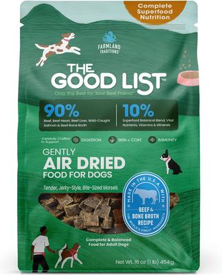 The Good List Beef & Bone Broth Recipe Adult Gently Air-Dried Dog Food, 2.2-lb bag