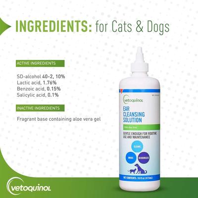 Ear Cleaning Solution for Dogs & Cats, 16-fl oz bottle