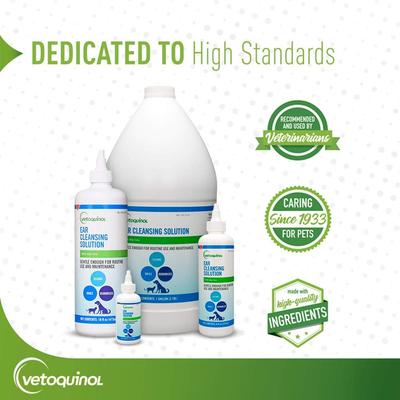 Solución de limpieza de oídos para perros y gatos, botella de 16 onzas líquidas