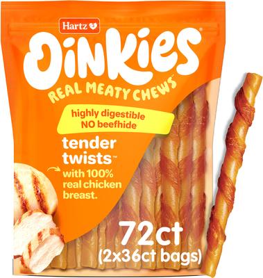 Oinkies Tender Twists with 100% Real Chicken Breast Rawhide-Free Natural Dog Treats, 36 count