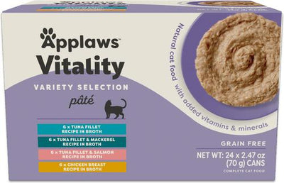 Vitality Chicken & Seafood Variety Pack Grain-Free Pate Wet Cat Food, 2.47-oz can, case of 24