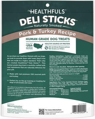 Deli Sticks Pork & Turkey Human-Grade Gluten-Free Soft & Chewy Dog Treats, 10 count bag, bundle of 2