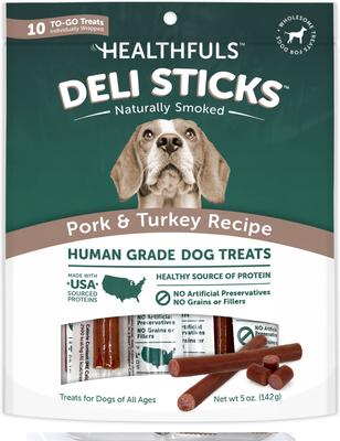 Deli Sticks Pork & Turkey Human-Grade Gluten-Free Soft & Chewy Dog Treats, 10 count bag