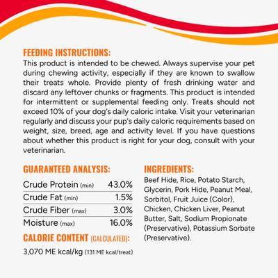 Stuffed Rolls Chicken, Peanut Butter & Beef Flavor Dog Treat Chew, 8-oz bag