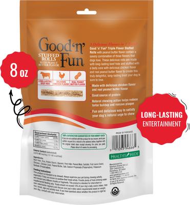 Stuffed Rolls Chicken, Peanut Butter & Beef Flavor Dog Treat Chew, 8-oz bag