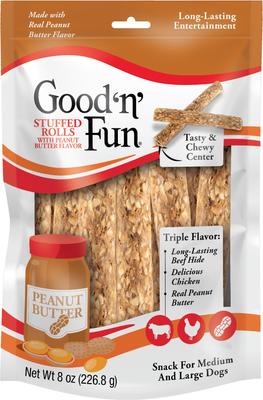 Stuffed Rolls Chicken, Peanut Butter & Beef Flavor Dog Treat Chew, 8-oz bag