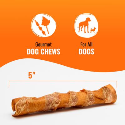 Chicken Wrapped Small Rolls Triple Flavor Chicken, Peanut Butter & Pork Dog Treat Chew, 4 Count